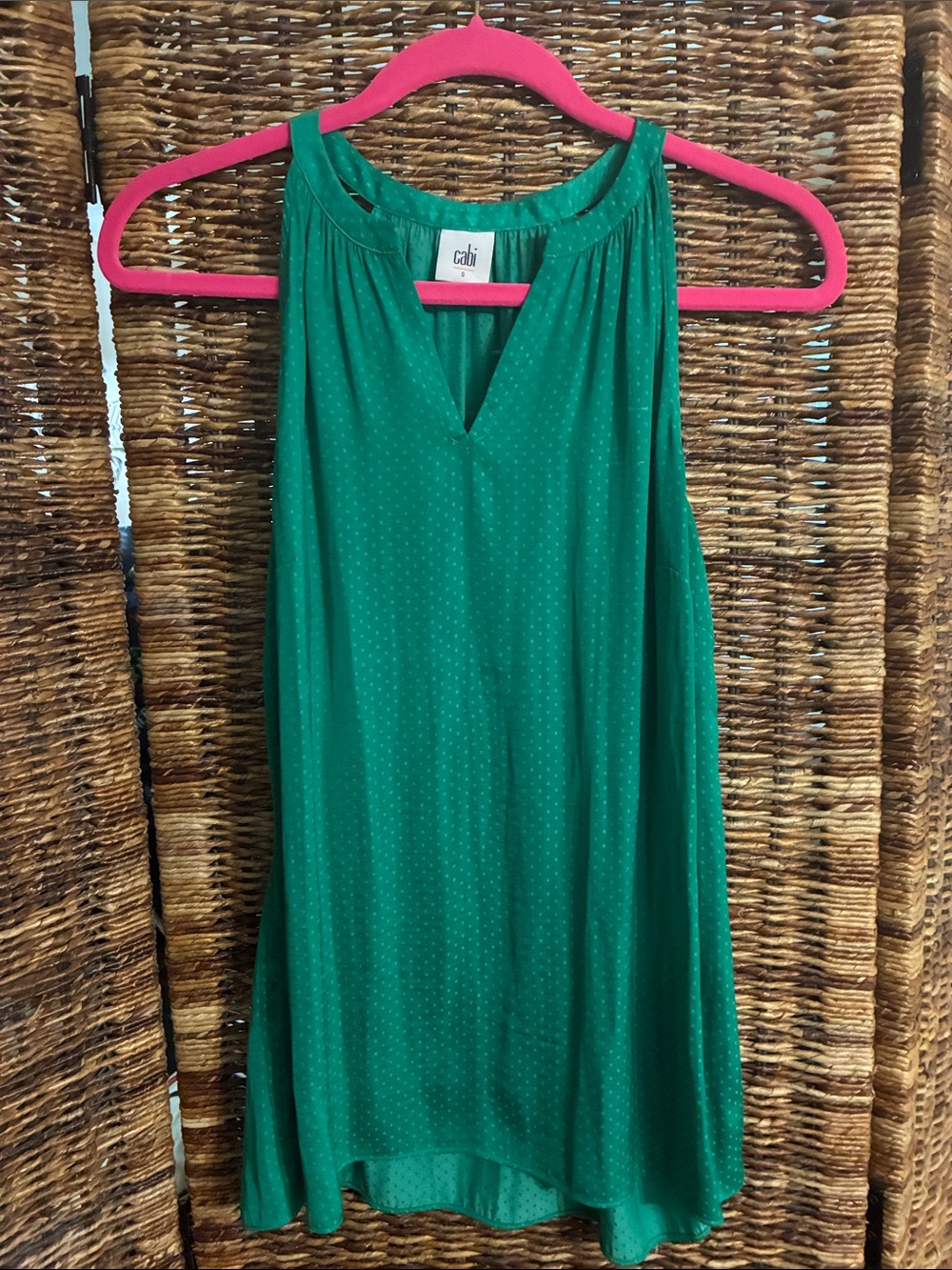 CAbi Green Sleeveless Halter Dot-Texture Camisole